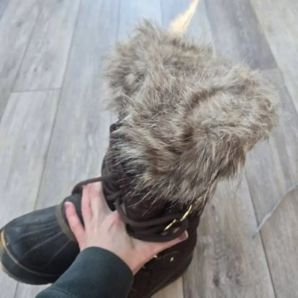 SOREL Joan Of Arc waterproof winter boots faux fur suede upper women's 7 brown w
